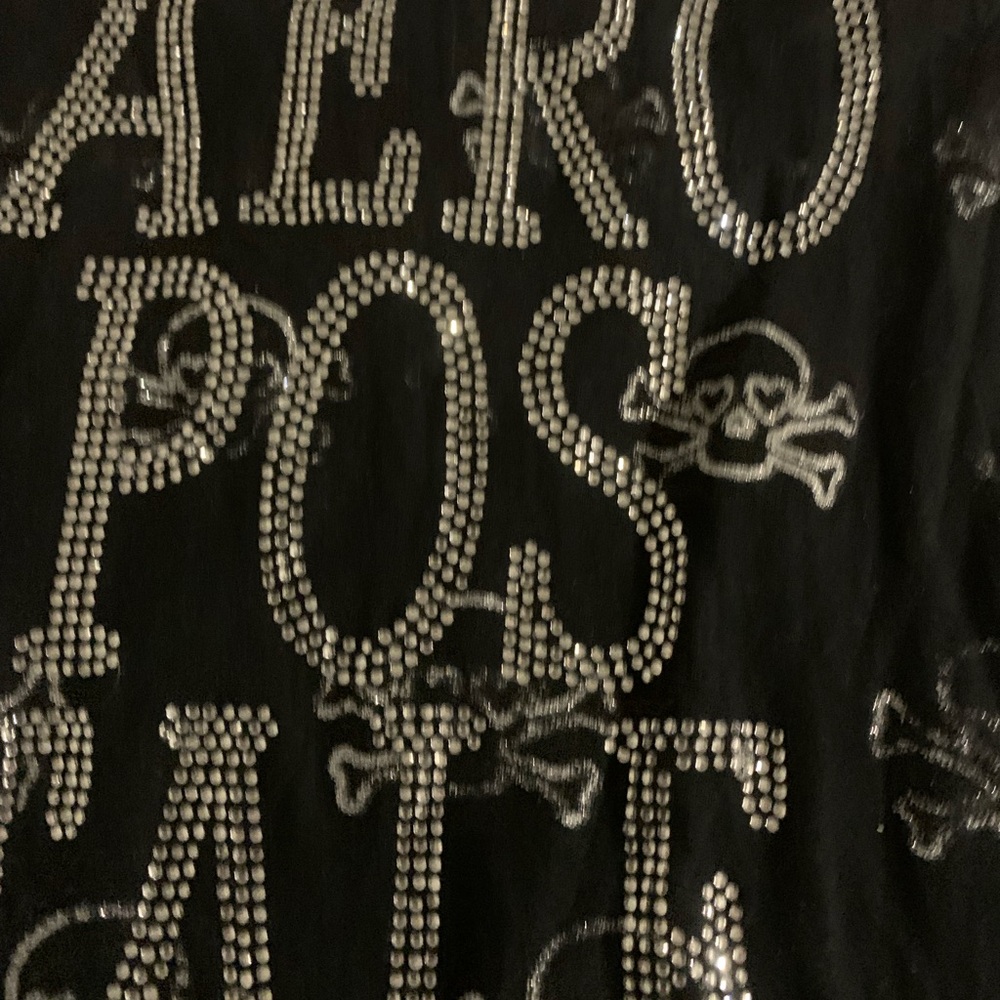 Y2K Aeropostale skulls grunge meets glam, sequined logo silver threads & skulls